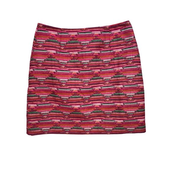 Loft Ikat Jacquard Mini Skirt Women 2 Multicolor Tweed Textured Boho Chic Casual - Picture 2 of 9